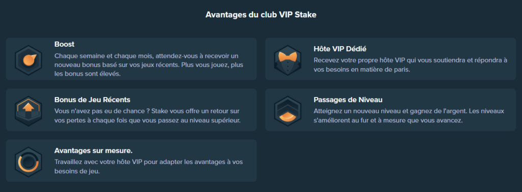 Vantaggi del club VIP Stake Casino